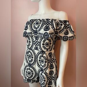 Off-Shoulder Embroidered Romper